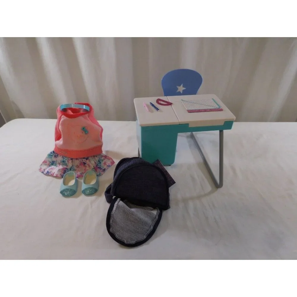 American Girl Desk + School Set Including School Outfit + Shoes and Backpack‎
